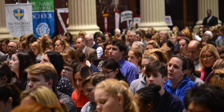 The Cathedral was filled for Catholic Schools Week Mass 2018. (CT Photo/Greg Hartman)