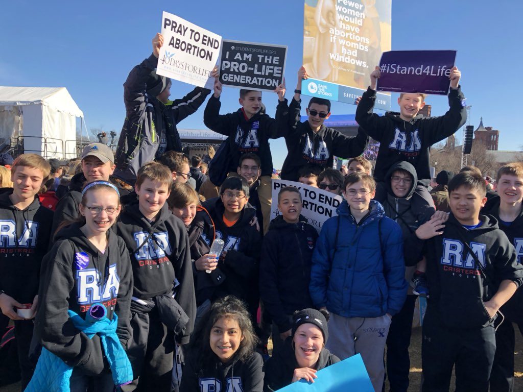 Students from Royalmont Academy arrive at the 2018 March for Life (Courtesy Photo)
