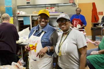 It was all smiles at St. Francis DeSales. From left to right Mrs. Pam Forte and Ms. Greta Brandon(cook, School Receptionist and mother and grandmother to many SFDS alumni (CT Photo/Greg Hartman)