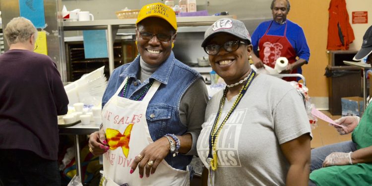 It was all smiles at St. Francis DeSales. From left to right Mrs. Pam Forte and Ms. Greta Brandon(cook, School Receptionist and mother and grandmother to many SFDS alumni (CT Photo/Greg Hartman)