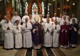 Row 1 (L to R): Steve Broering, Peter Caccavari, Greg Doud, Bishop Foys, Graham Galloway, Nathan Beiersdorfer, Fr. Paul Keller (representing Mt. St. Mary’s Seminary), Deacon Mark Machuga (Director of the Office of the Diaconate)