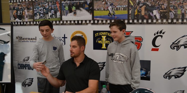 St. James students and future Lancers? meet with Brent Celek (CT Photo/Greg Hartman)