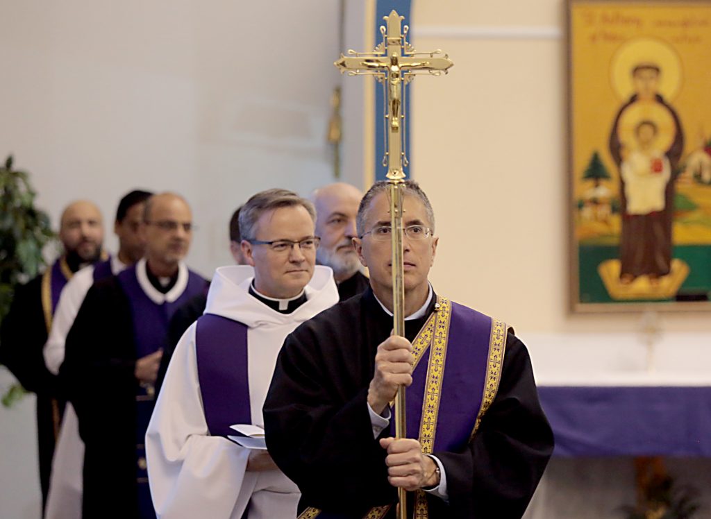 The Opening Procession enters the church as Christians of Latin, Orthodox, Maronite and Syro Malabar traditions gather for a Lenten Prayer Service for Christian Unity and Religious Freedom at St. Anthony of Padua Maronite Catholic Church in Cincinnati Saturday, Mar. 10, 2018. (CT Photo/E.L. Hubbard)