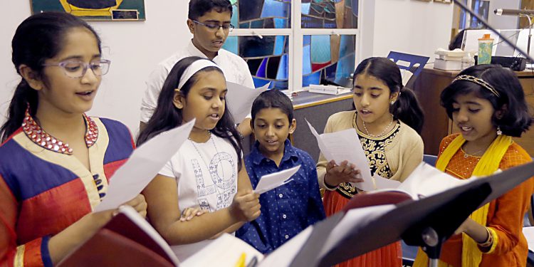 Children sing during the Lenten Prayer Service for Christian Unity and Religious Freedom at St. Anthony of Padua Maronite Catholic Church in Cincinnati Saturday, Mar. 10, 2018. (CT Photo/E.L. Hubbard)