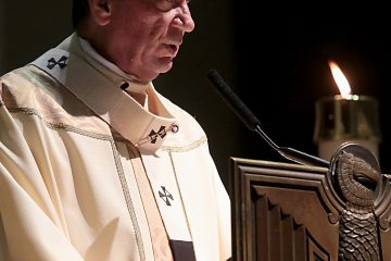 Archbishop Dennis Schnurr delivers his Homily for the Easter Vigil in the Holy Night at the Cathedral of Saint Peter in Chains in Cincinnati, Holy Saturday, March 31, 2018. (CT Photo/E.L. Hubbard)