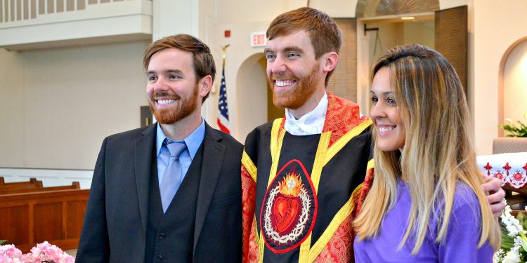 Rev. Jacob Willig after his First Mass of Thanksgiving at St. Antoninus Parish (CT Photo/Greg Hartman)