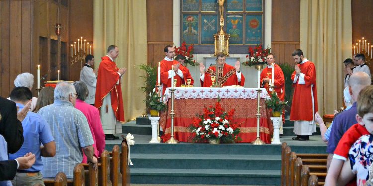 Rev. Craig Best during First Mass of Thanksgiving at St. Margaret St. John Parish (CT Photo/Greg Hartman)