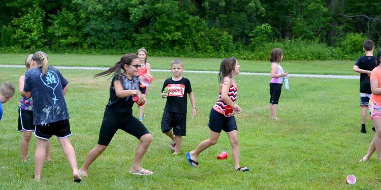 Counter offensive launched in the great balloon fight at St. Bernadette (CT Photo/Greg Hartman)