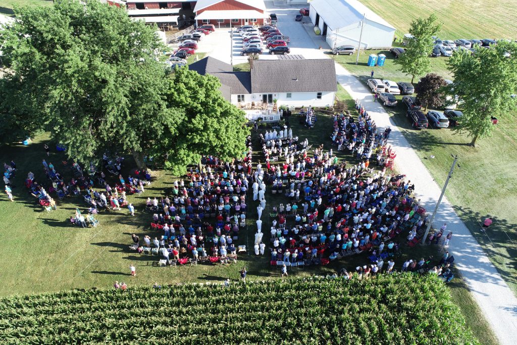 Bishop Joseph Binzer celebrated the 2018 Rural Farm Mass on July 19, 2018. The view from above at the Franck Farm The view overhead of Doug & Sarah Franck's Farm in Saint Henry Ohio. Wonderful views of our farms in the Archdiocese of Cincinnati. (Photo by Tom Kueterman)