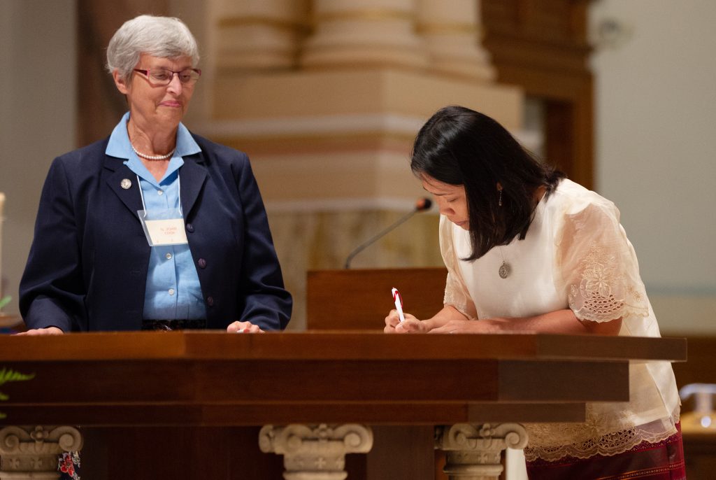 During the liturgy Sister Romina committed herself for three years to the service of God and God’s people as a member of the Sisters of Charity of Cincinnati. (Courtesy Photo)