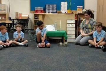 Students in the Lourdes Classroom begin the morning with prayer. (Courtesy Photo)