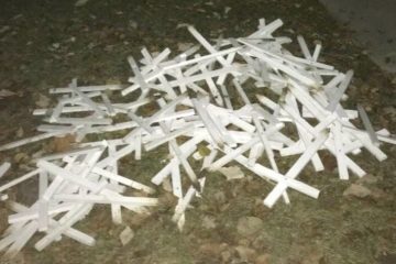 Crosses destroyed at Miami University on Oxford Ohio (Courtesy Photo)