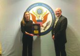 MTCES Junior High Teacher Amanda Ocartz and and Chariman Brian James represented the school at the Blue Ribbon Ceremony in Washington D. C. (CT Photo by David Moodie)