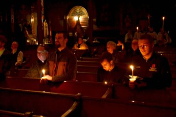 But if we walk in the light as he is in the light, then we have fellowship with one another, and the blood of his Son Jesus cleanses us from all sin. 1 John 1:7 Rorate Mass Old St Mary (CT Photo/Greg Hartman)