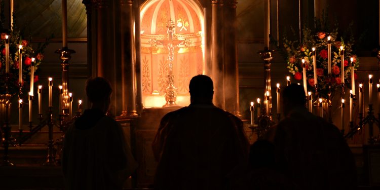 Take no part in the fruitless works of darkness; rather expose them. Eph 5:11 Rorate Mass Old St Mary's (CT Photo/Greg Hartman)