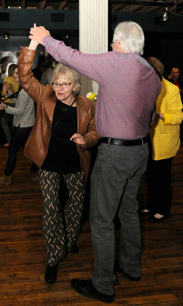Grace LeMasters(cq) and Jim Lockey of New Richmond, Ohio take a turn on the dance floor during the Catholic Inner City Schools Education (CISE) fundraiser at the Woodward Theater in Over the Rhine on Saturday, April 6. CISE raises funds for the eight urban Catholic schools in the Archdiocese of Cincinnati. This year's event featured live music, a silent auction, raffle, food and an open bar. CISE hopes to raise $100,000 with the event, which is in its ninth year. CT Photo/David A. Moodie) 