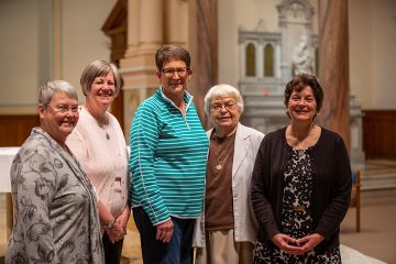 Members of the newly elected Leadership Council of the Sisters of Charity of Cincinnati are: (from left) Sister Patricia Hayden, president; Sister Marge Kloos, councilor; Sister Joanne Burrows, councilor; Sister Teresa Dutcher; and Sister Monica Gundler. (Courtesy Photo)