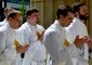Front Row, Deacon Andrew Hess, Deacon Ambrose Dobrozsi; 2nd Row: Deacon Jeff Stegbauer, Deacon Mark Bredestege entering the Cathedral of St. Peter in Chains. (CT Photo/Greg Hartman)