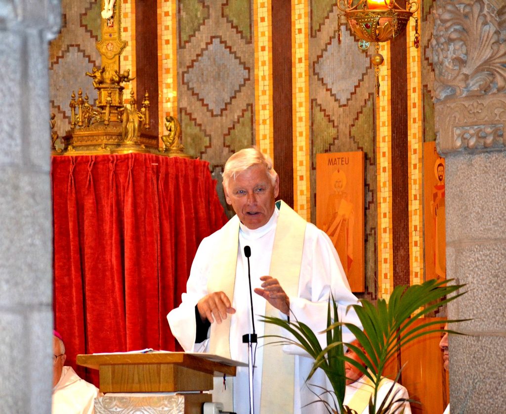 Father David Brinkmoeller during his hoimily at Sagrat Cor on Mount Tibidabo in Barcelona, Spain (CT Photo/Greg Hartman)