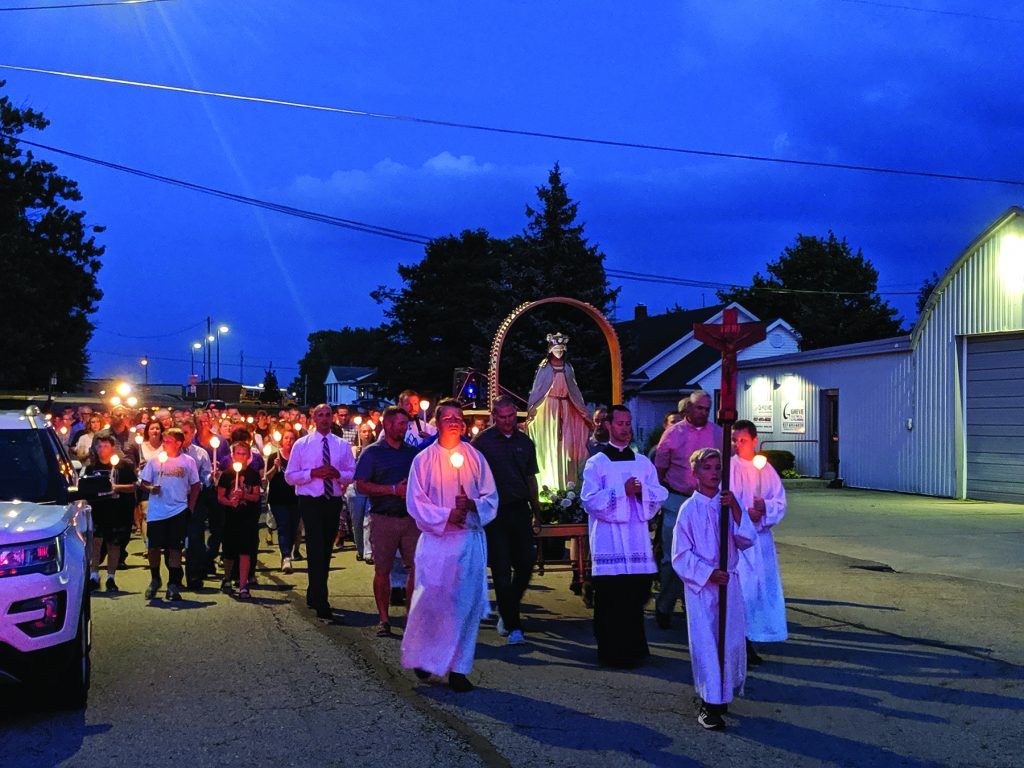 The Petersburg Parishes kicked off a “Year of Discipleship” with a candlelit Marian Procession through the streets of Botkins on the Feast of the Assumption.