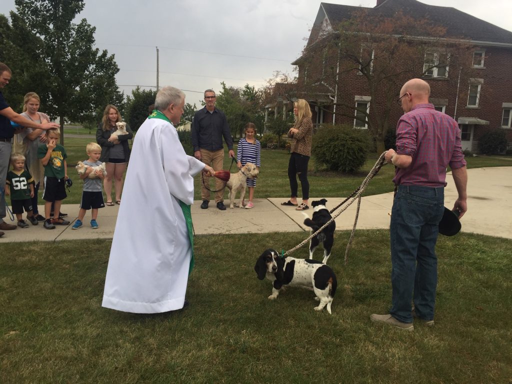 St. Francis Parish in Cranberry held a celebration in honor of their patron saint. Afterwards pastor Father Bill O’Donnell, CPPS, blessed pets of parishioners in front of St. Francis Church.