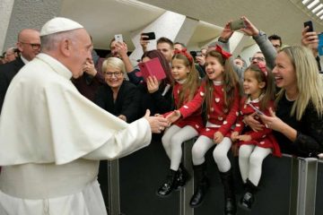 Pope Francis greets families of Vatican City employees Dec. 21, 2017. Credit: Vatican Media