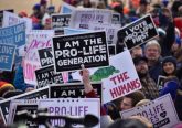 Students and other participants hold signs at the 2020 March for Life in Washington, DC, on Jan. 24, 2020. Credit: Peter Zelasko/CNA