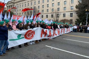 Students from Oakcrest School leading the 2020 March for Life. Credit Peter Zelasko/CNA