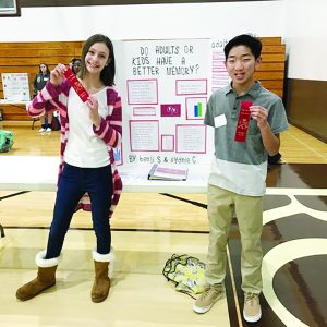 On Jan. 9, St. Ignatius of Loyola students competed in the Fifth Annual Roger Bacon High School Science Fair, winning 1st and 2nd places among elementary students in addition to $1,500 and $500 scholarships to any archdiocesan high school. Pictured are 2nd place winners Sydnie C. and Benji S.
