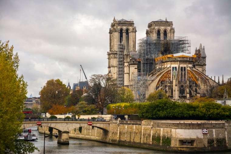 Repair scaffolding on Notre-Dame de Paris, November 2019. Credit: Vicente Sargues/Shutterstock.