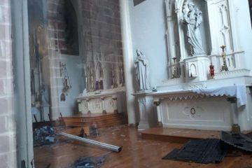 Storm damage to the Church of the Assumption in Germantown, Tennessee. Credit: Mark Cassman