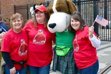 Seton High School Mascot with Seton Alumni at the 2019 Opening Day Parade (CT Photo/Greg Hartman)