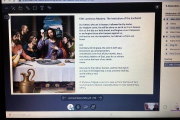 Christ the King parishioners meet online to pray the Rosary. The parish uses technology to provide its parishioners with alternatives to traditional worship.