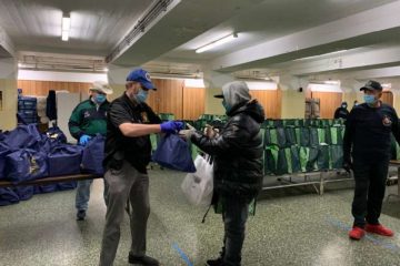 Catholic Charities distribute food at St. Michael – St. Malachy Parish, Brooklyn. April 24, 2020. Credit: Diocese of Brooklyn