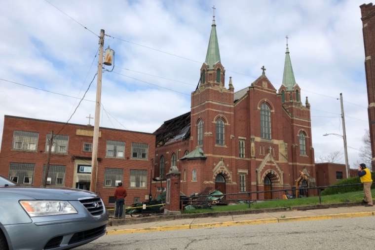 Damage to St. Mary of Czestochowa in New Kensington on April 8, 2020. Credit: Brian C. Rittmeyer/triblive.com