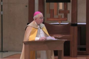 Archbishop Jose Gomes of Los Angeles leads the reconsecration of the country to Mary on May 1, 2020. Credit: EWTN