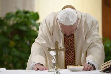 Pope Francis offers Mass in Casa Santa Marta on May 11, 2020. Credit: Vatican Media/CNA