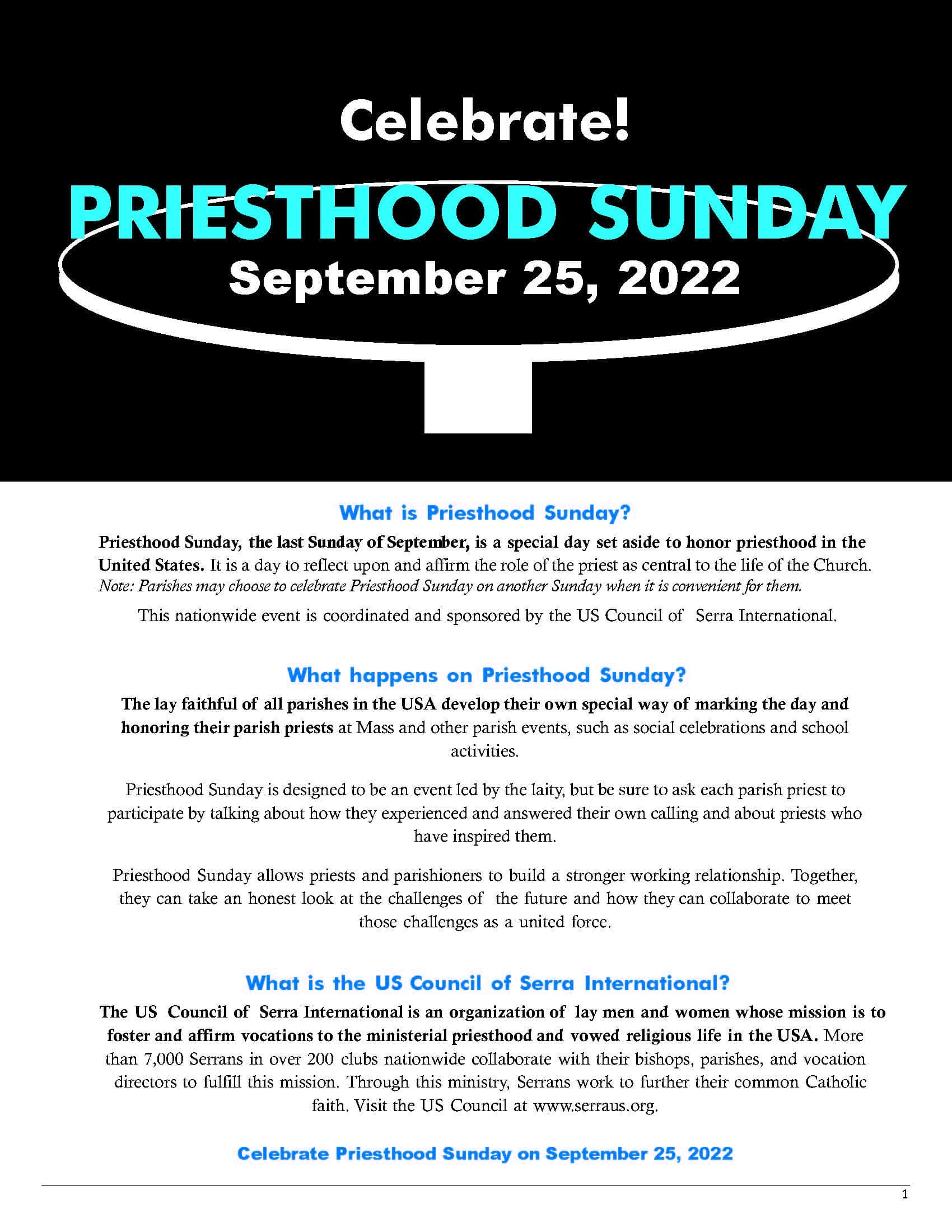 Celebrate! Priesthood Sunday September 25, 20222 Catholic Telegraph
