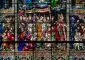 stained glass window procession of saints